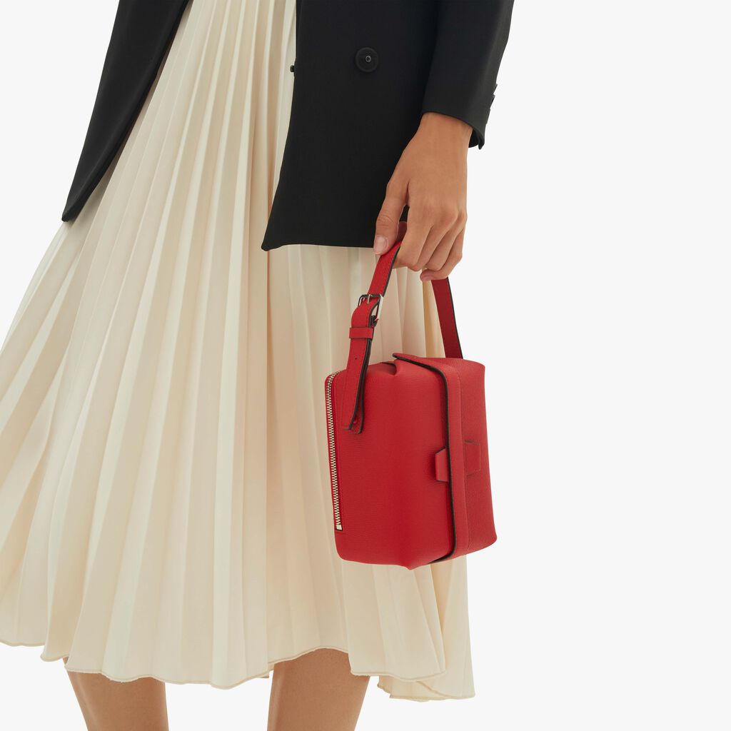 Valextra Borsa a tracolla piccola in Pelle Rossa | Valextra Tric Trac In Linea