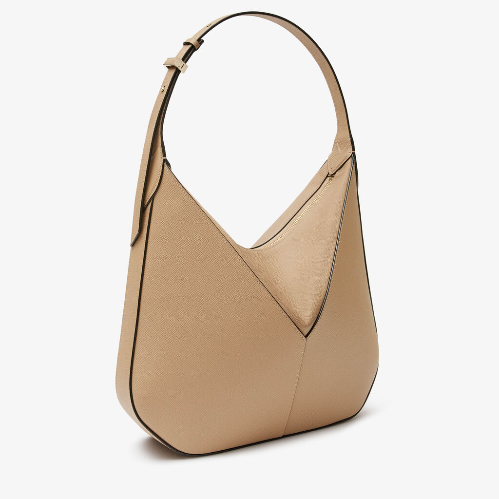 Valextra Borsa hobo da Donna di Lusso in Pelle rigida Beige | Valextra Vivi Negozi Online