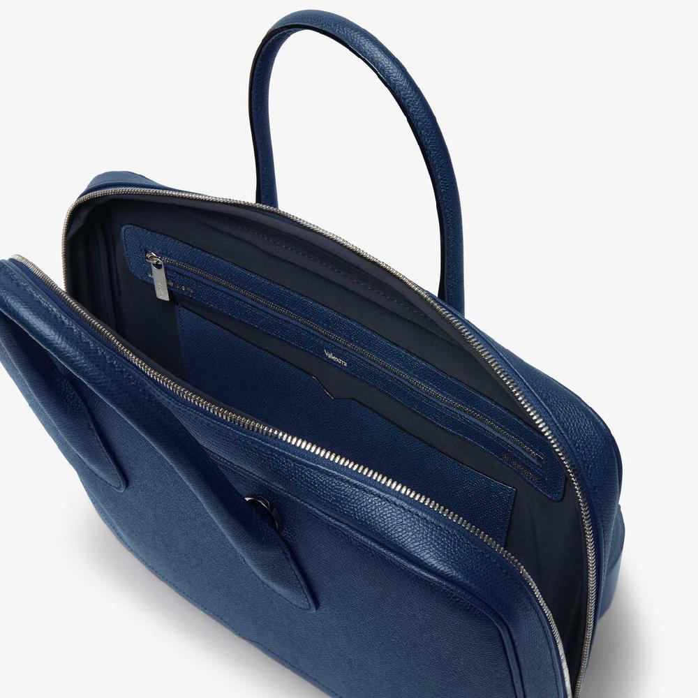 Valextra Borsa da computer Uomo in Pelle Blu Zaffiro | Valextra My Logo Shopping Online