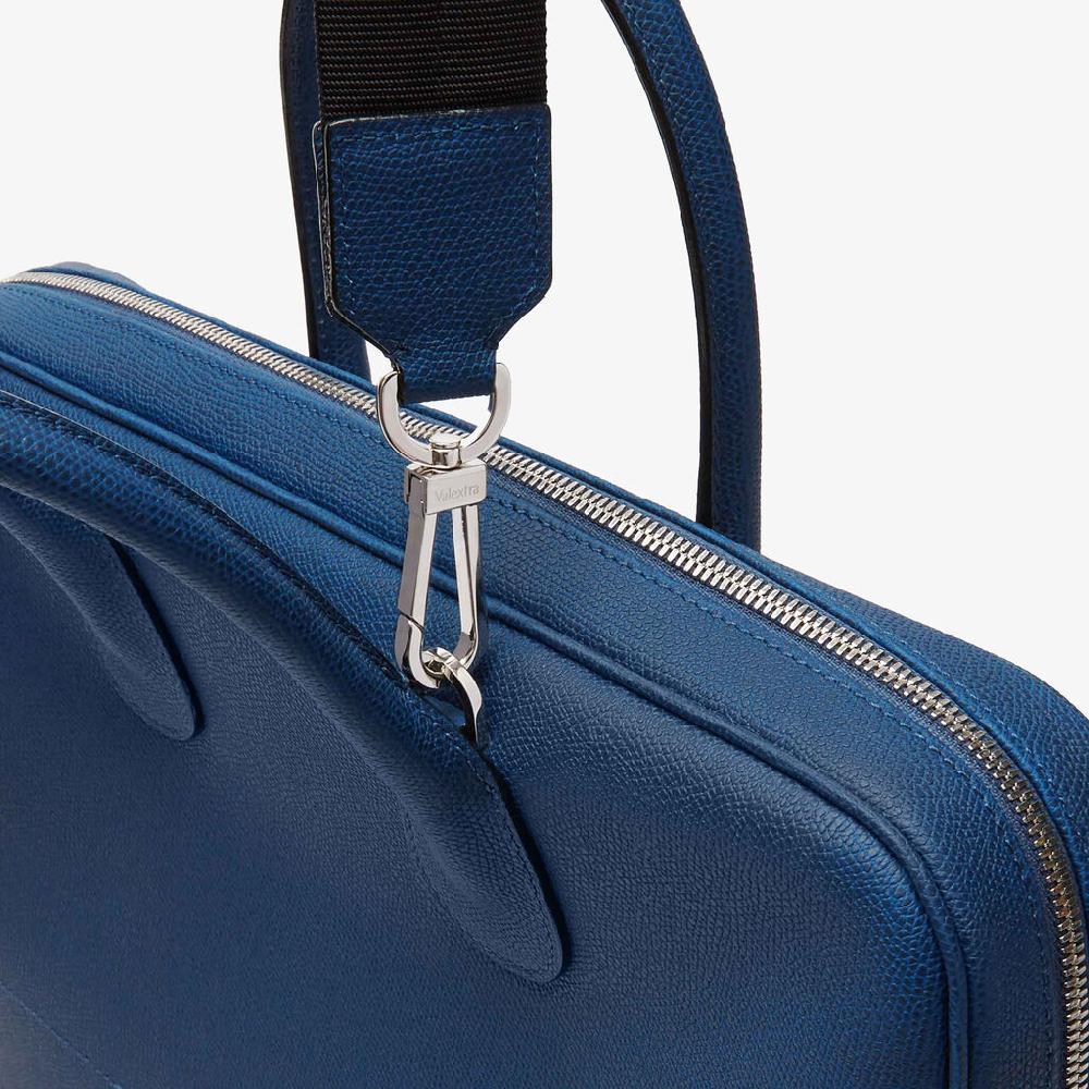 Valextra Borsa da computer Uomo in Pelle Blu Zaffiro | Valextra My Logo Shopping Online
