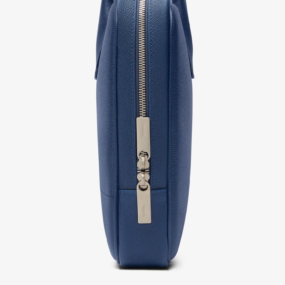 Valextra Borsa da computer Uomo in Pelle Blu Zaffiro | Valextra My Logo Shopping Online