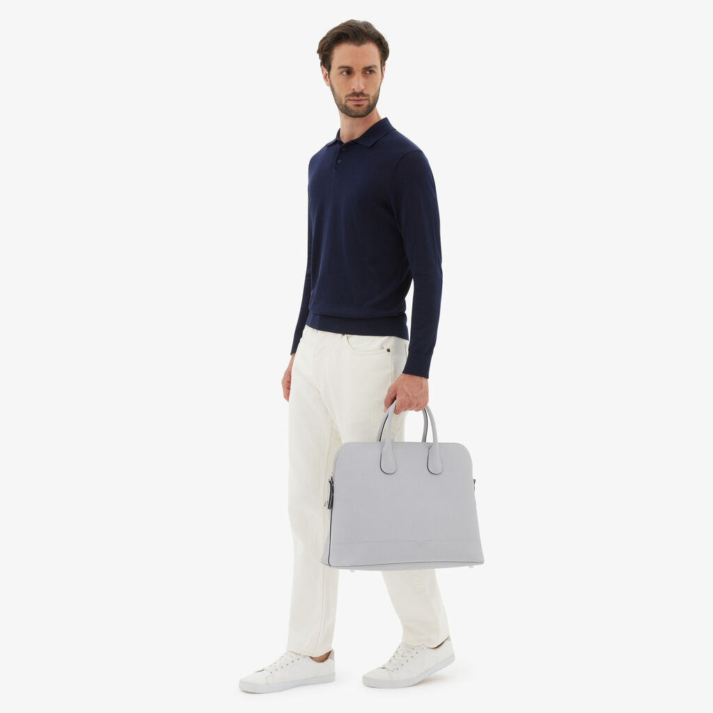 Valextra Borsa tote da Uomo in Pelle Grigia Sasso | Valextra My Logo Sottocosto