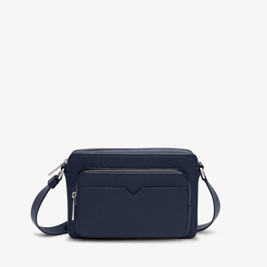 Valextra Borsetta Reporter in Pelle Blu con zip | Valextra V-Line