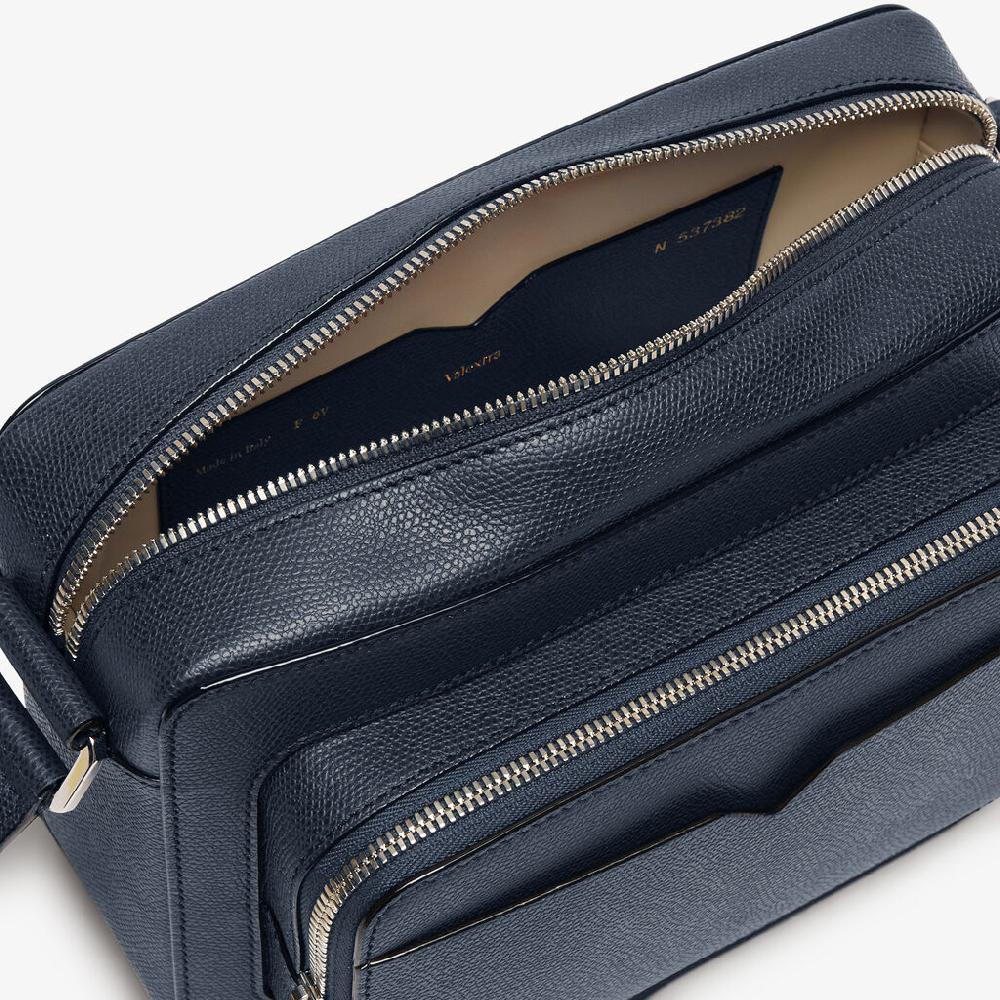 Valextra Borsetta Reporter in Pelle Blu con zip | Valextra V-Line Convenienza