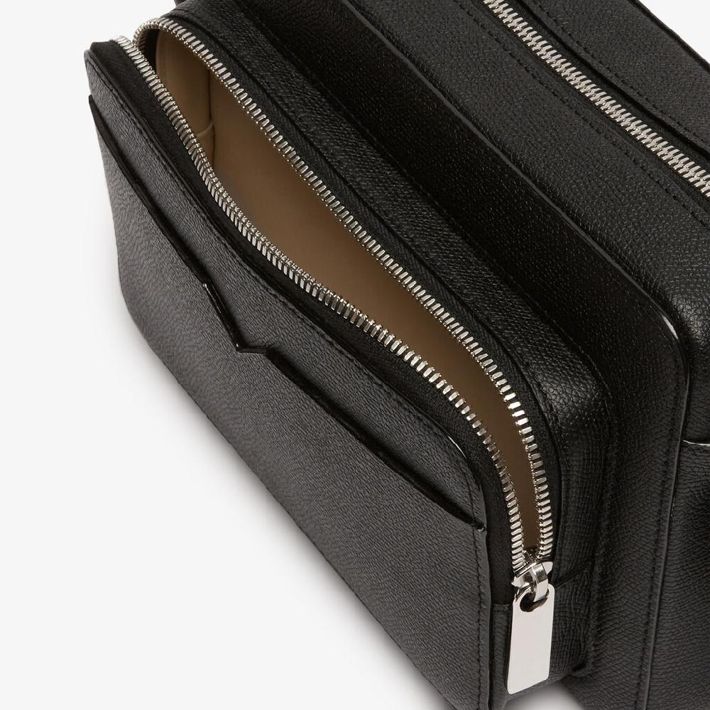 Valextra Borsa compatta Reporter in Pelle Nera | Valextra V-Line Presa