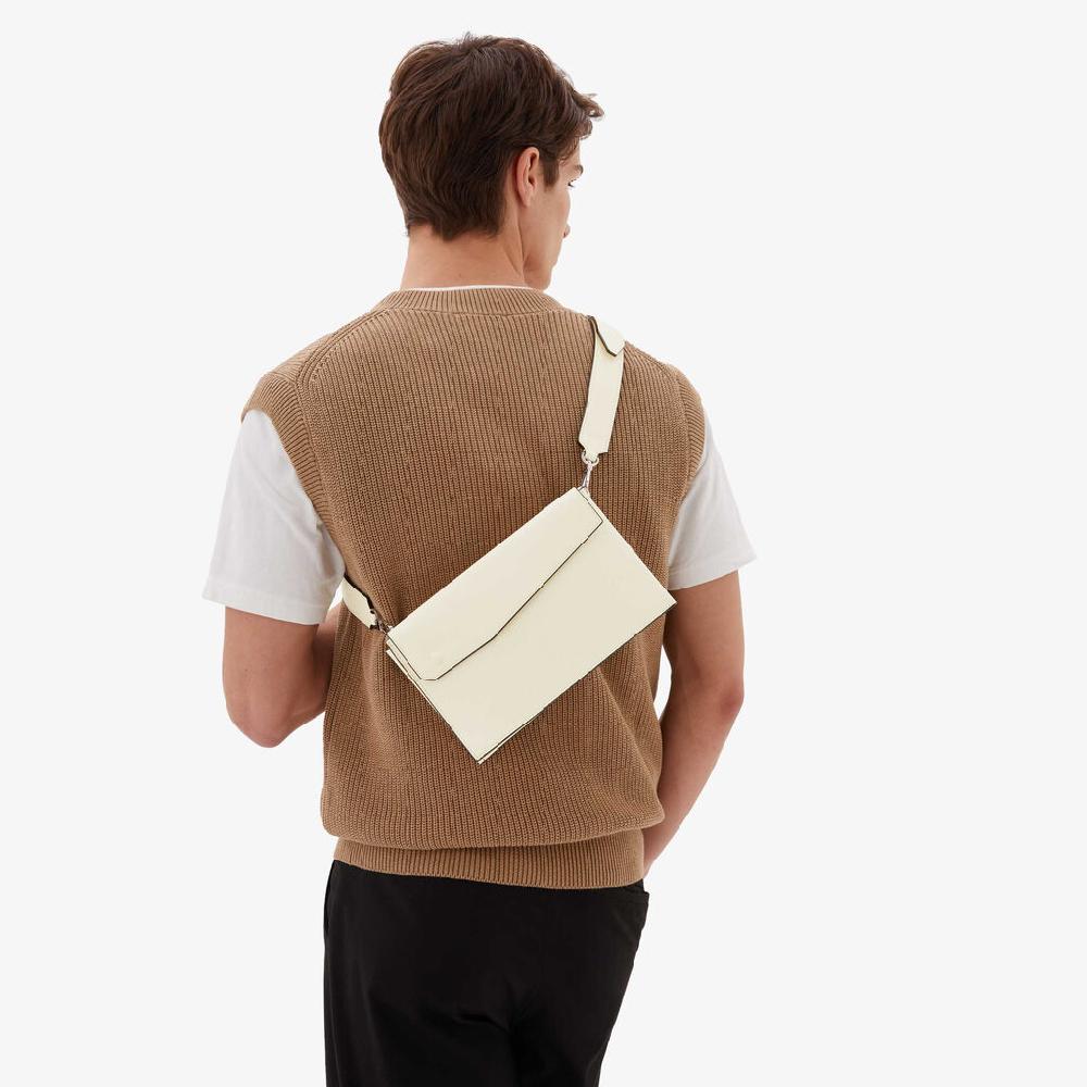 Valextra Borsa a tracolla da Uomo in Pelle Bianca | Valextra Pocket Economico
