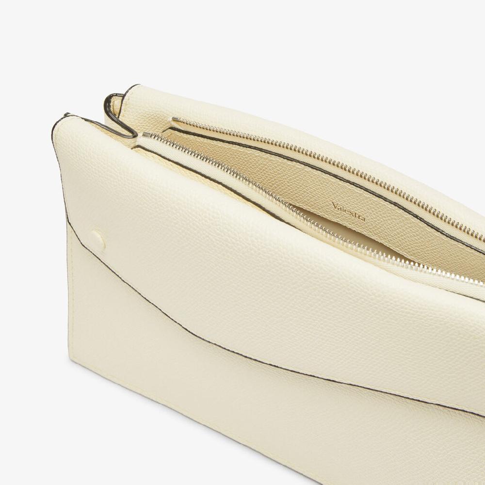 Valextra Borsa a tracolla da Uomo in Pelle Bianca | Valextra Pocket Economico