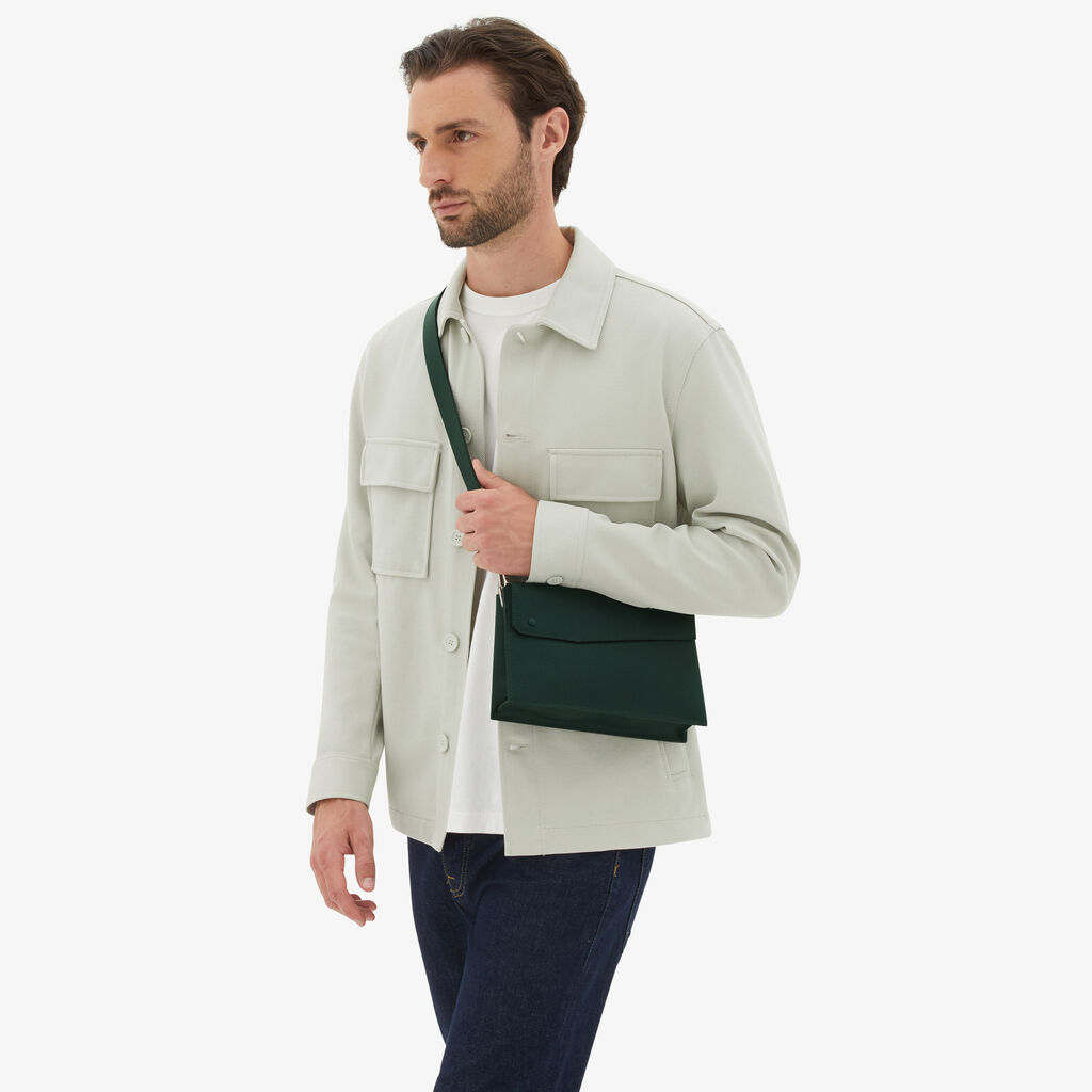 Valextra Borsa tracolla da Uomo di Lusso in Pelle Verde | Valextra Pocket Online