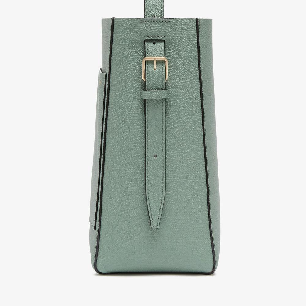 Valextra Borsa a Secchiello Soft Mini | Pelle di vitello Millepunte | Verde Eucalipto | Valextra Offerte