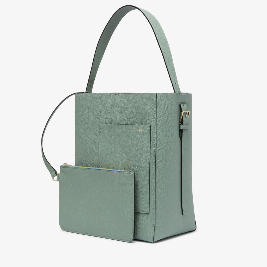 Valextra Borsa a Secchiello Soft Media | Pelle di vitello Millepunte | Verde Eucalipto | Valextra Hotsell