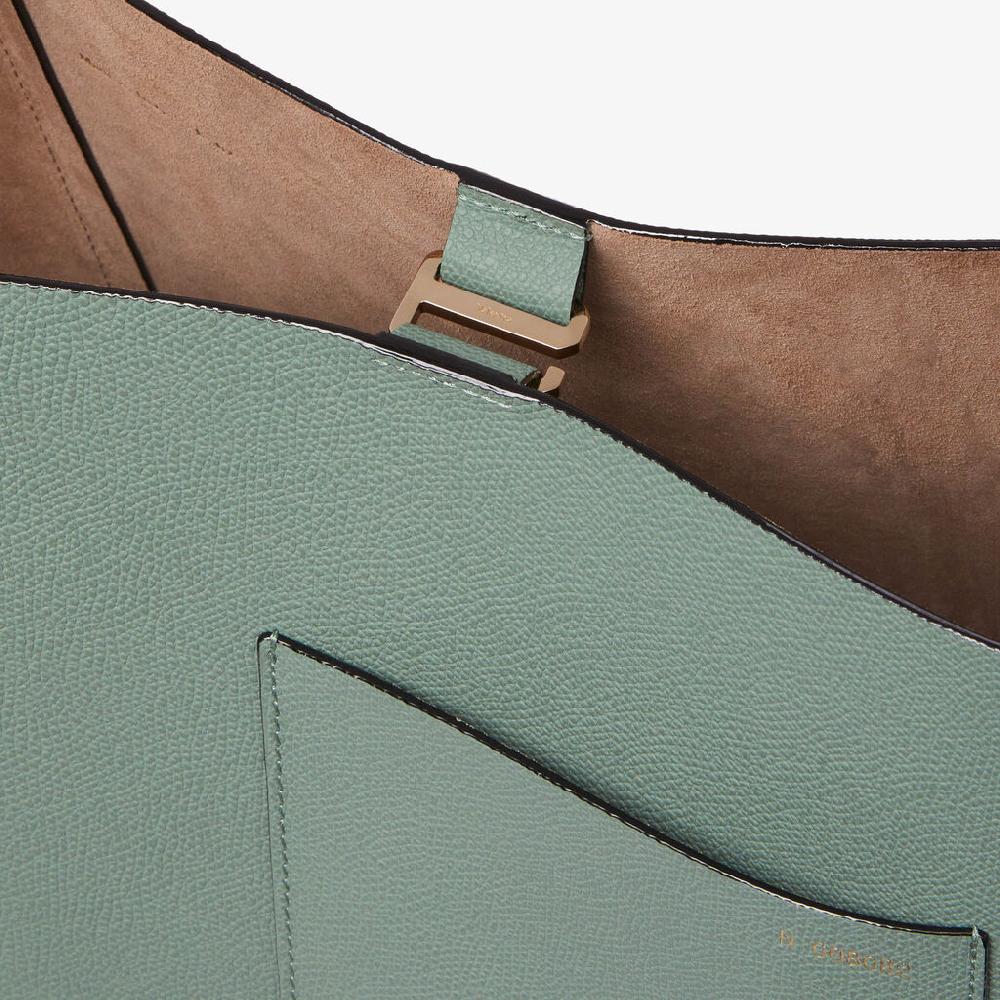Valextra Borsa a Secchiello Soft Media | Pelle di vitello Millepunte | Verde Eucalipto | Valextra Hotsell