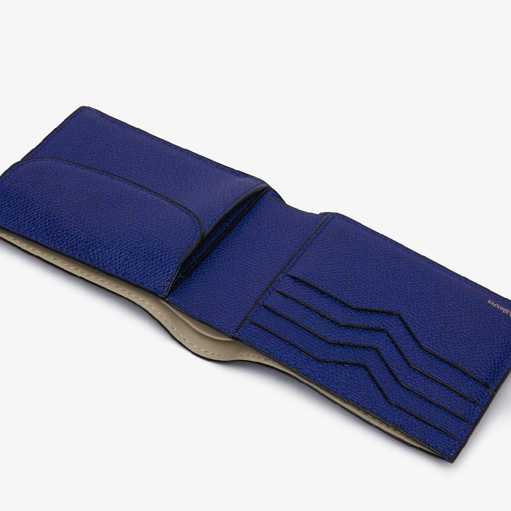 Valextra Portafoglio Bifold in Pelle Blu con portamonete | Valextra Vendite Flash