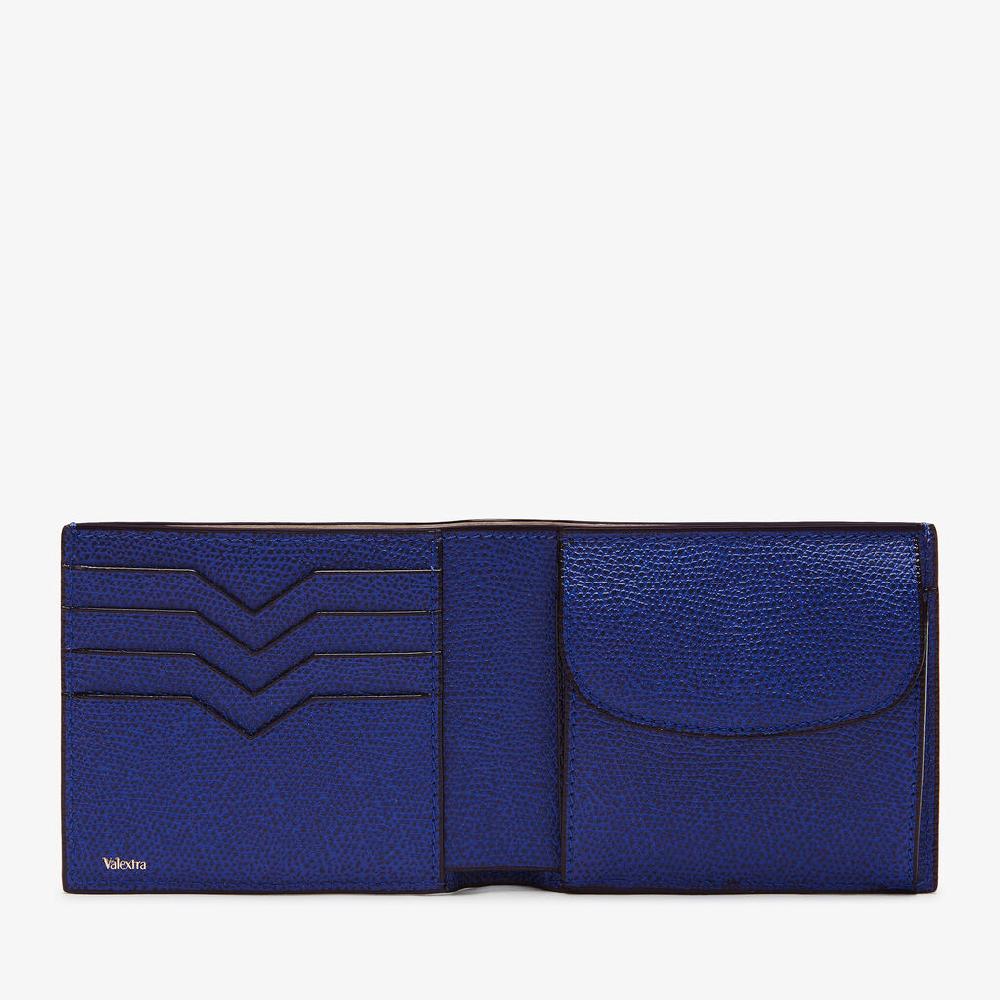 Valextra Portafoglio Bifold in Pelle Blu con portamonete | Valextra Vendite Flash