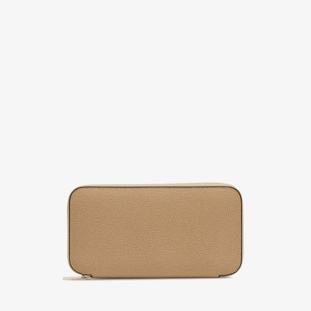 Valextra Portafoglio da Donna di Lusso in Pelle Beige | Valextra Zip Around Italia