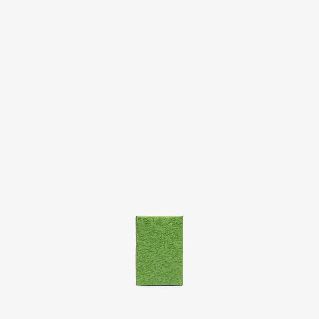 Valextra Porta carte con Bottone di Lusso in Pelle Verde e Nera | Valextra In Linea