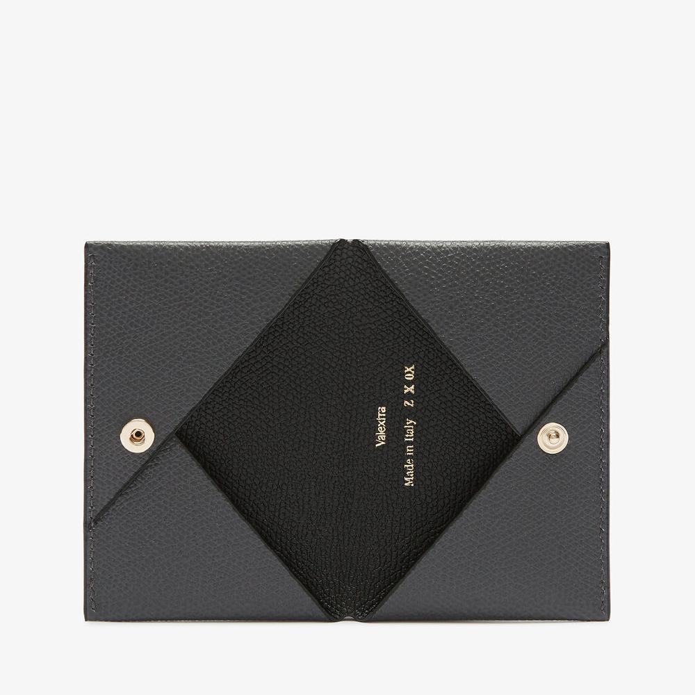 Valextra Porta carte da Uomo di Lusso in Pelle Grigia e Nera | Valextra Nuovo