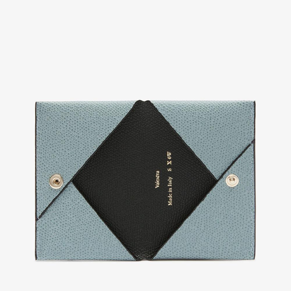 Valextra Porta carte piccolo di Lusso in Pelle Blu e Nera | Valextra Vendita