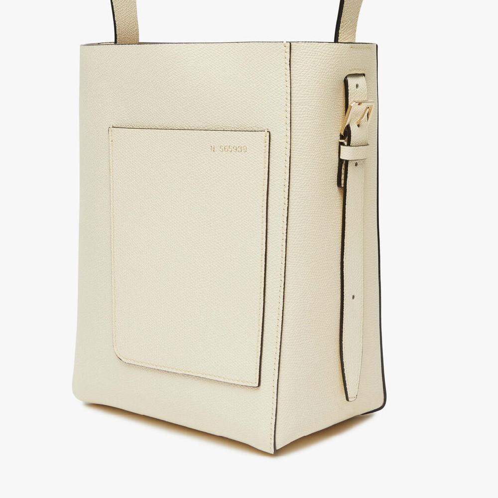 Valextra Borsa a secchiello da Donna Mini in Pelle Bianca | Valextra Soft Spedizione Gratuita