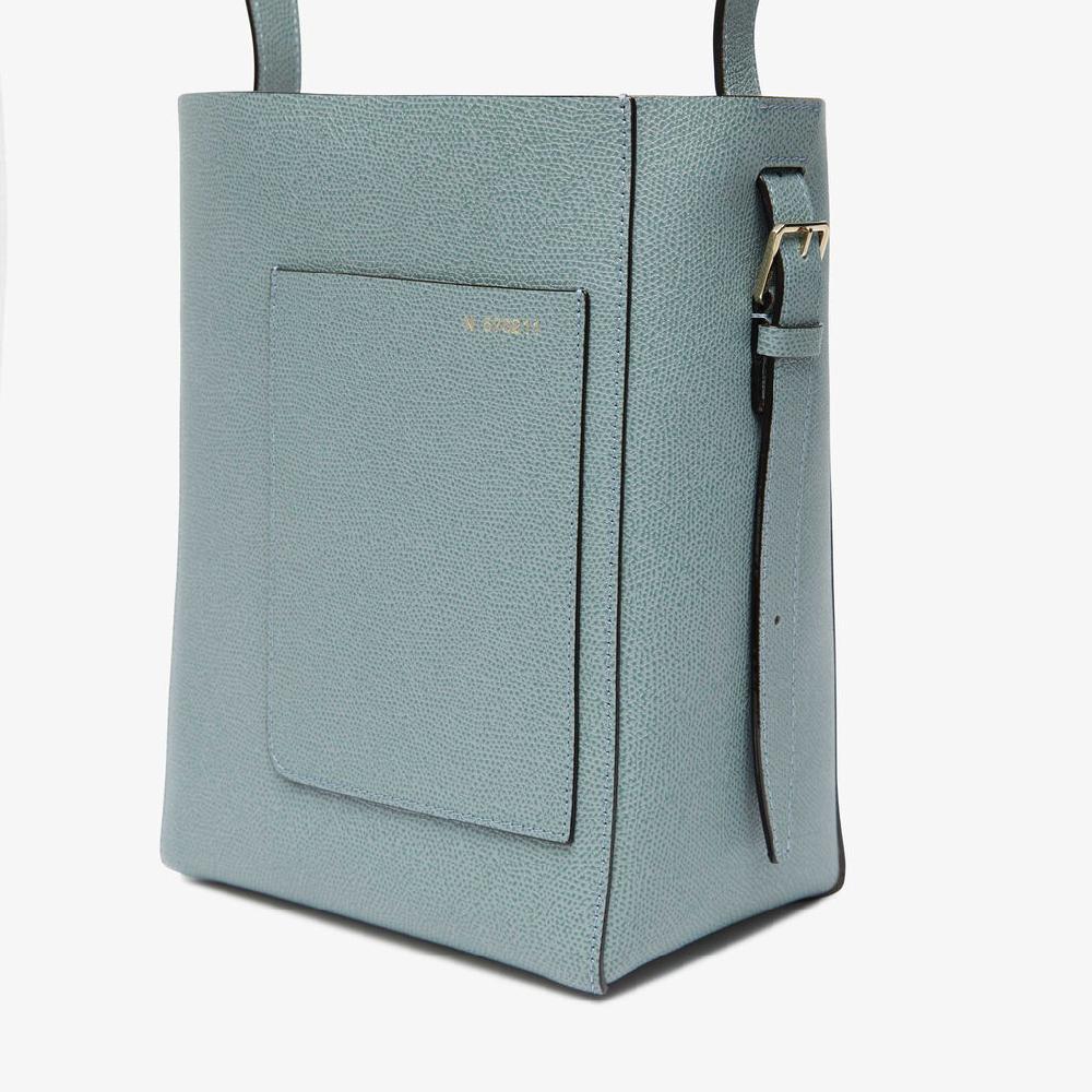 Valextra Borsa a secchiello da Donna Mini in Pelle Azzurra | Valextra Soft Pezzi Unici