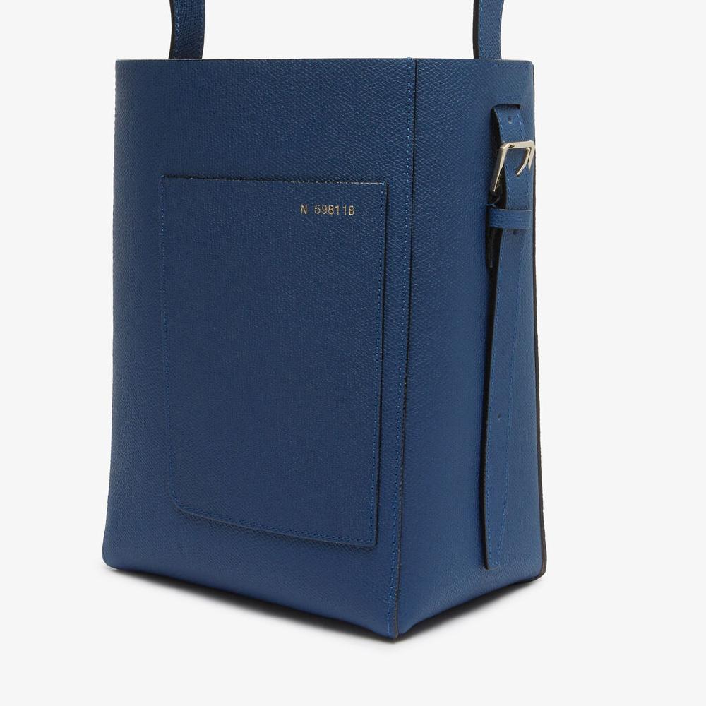 Valextra Borsa a secchiello da Donna in Pelle Blu Zaffiro | Valextra Soft Soddisfazione Garantita