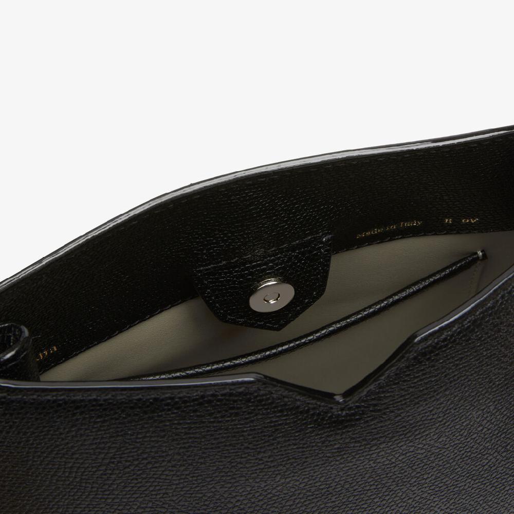 Valextra Borsa a spalla Mini in Pelle Nera | Valextra Hobo Consegna Veloce