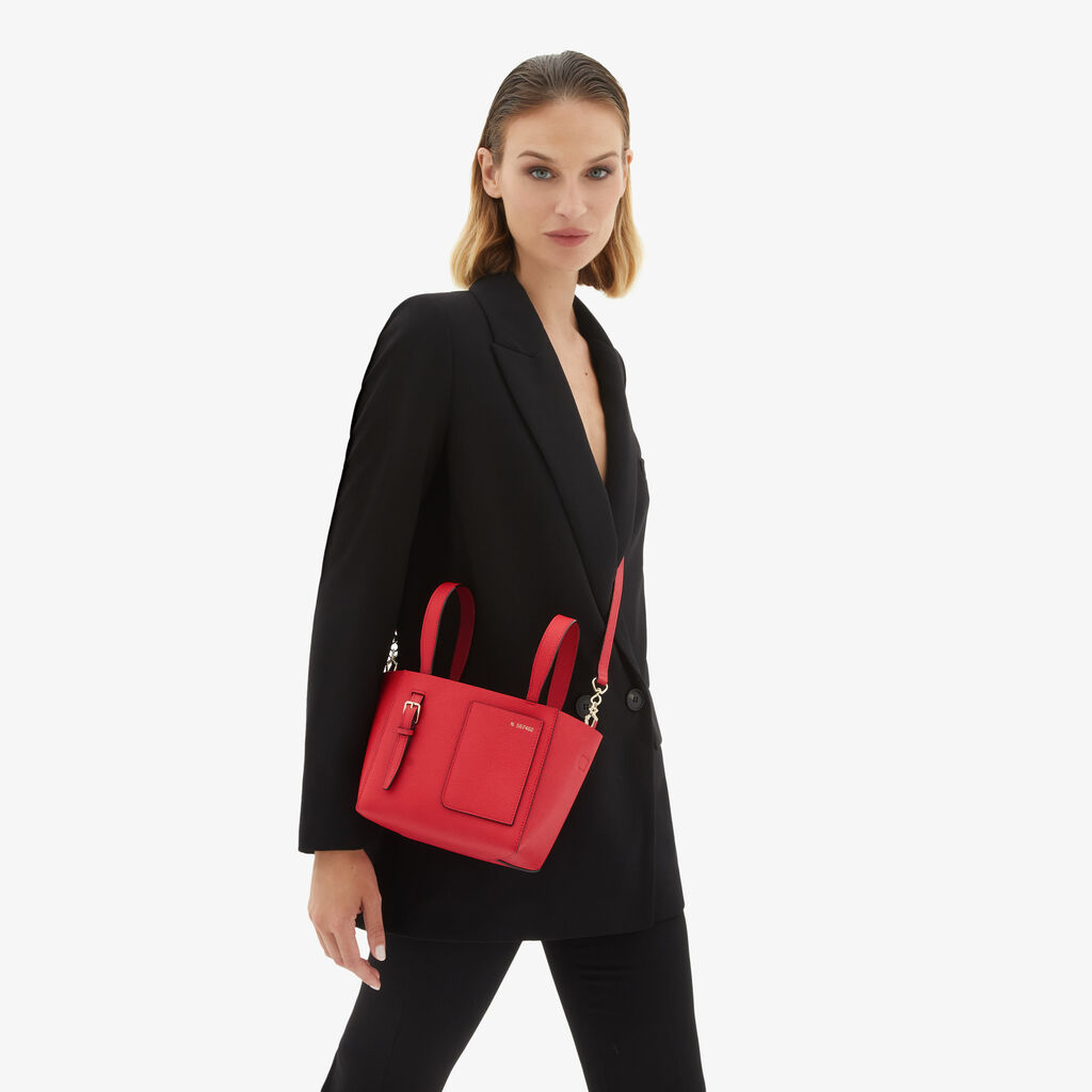 Valextra Borsa a secchiello da Donna in Pelle Rossa | Valextra Soft Affare Del Giorno