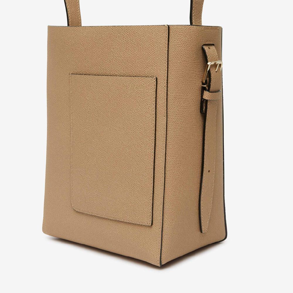 Valextra Borsa a secchiello da Donna Mini in Pelle Beige | Valextra Soft Presa