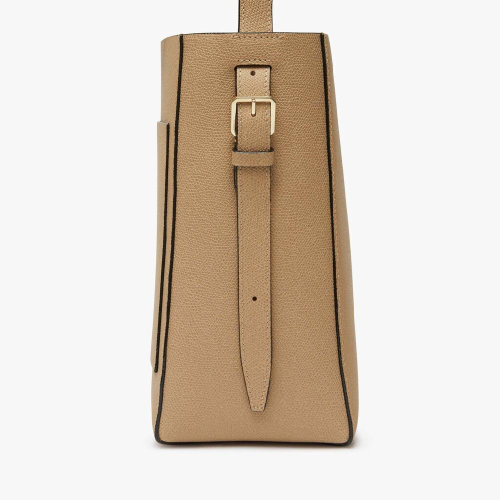 Valextra Borsa a secchiello da Donna Mini in Pelle Beige | Valextra Soft Presa