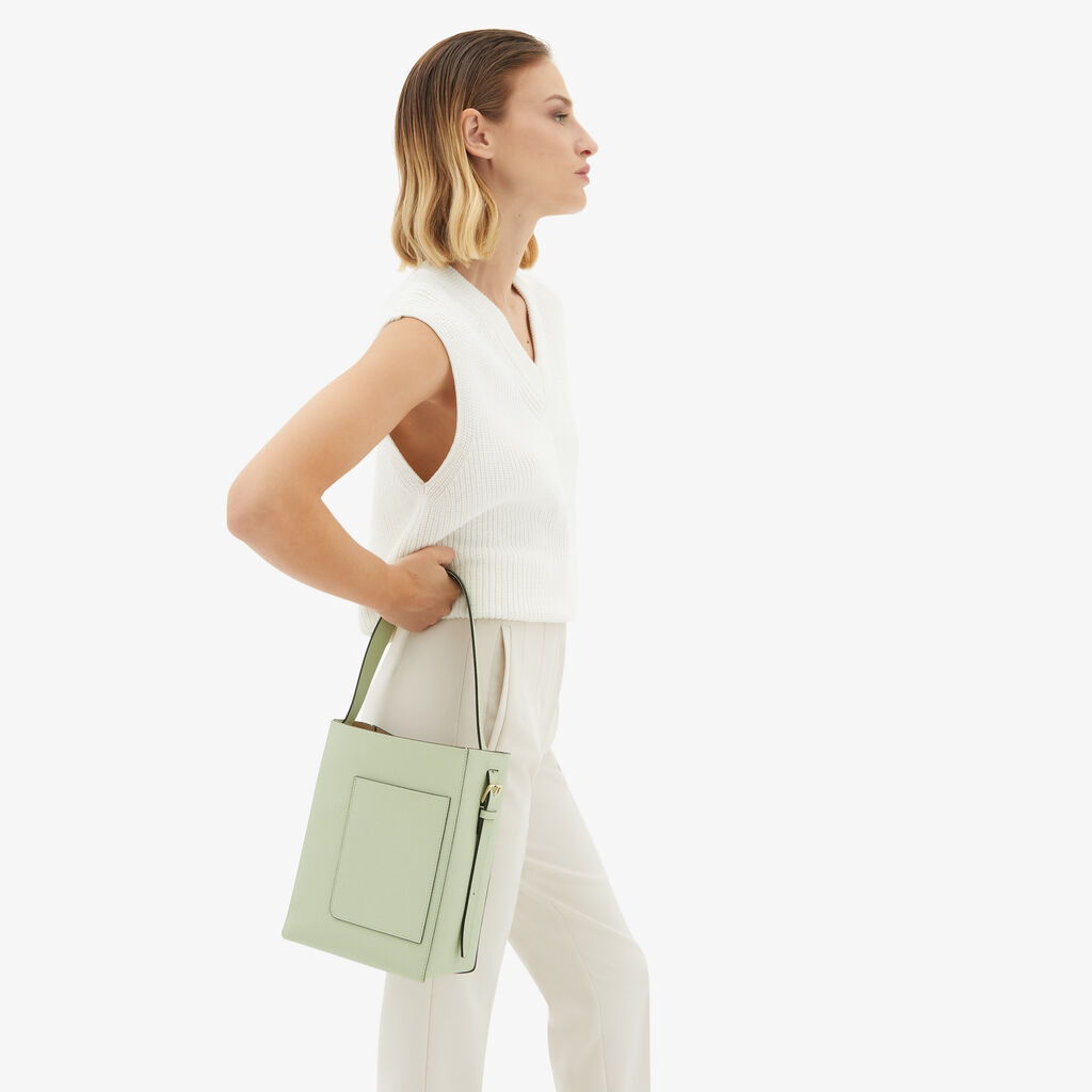 Valextra Borsa a secchiello da Donna Mini in Pelle Verde | Valextra Soft Offerta