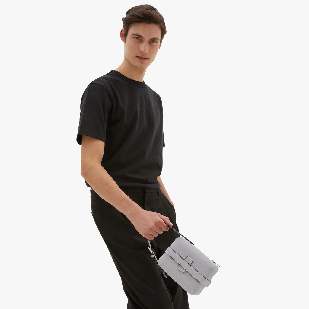 Valextra Borsa rigida a tracolla in Pelle Grigia | Valextra Tric Trac Economico