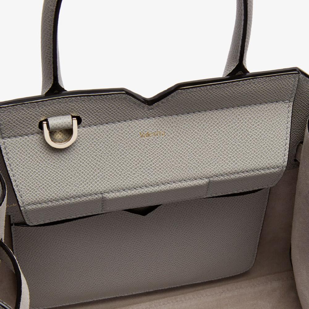 Valextra Borsa due manici Donna Mini in pelle Grigia chiara | Valextra Outlet