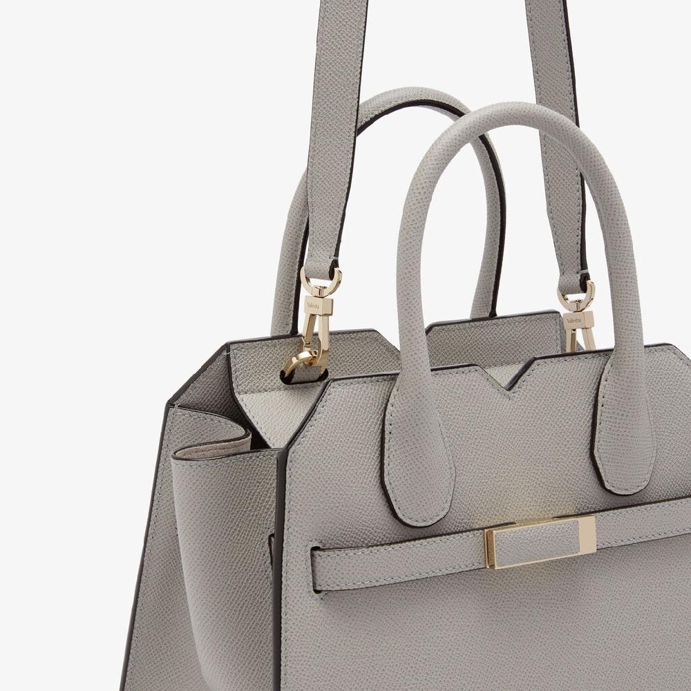 Valextra Borsa due manici Donna Mini in pelle Grigia chiara | Valextra Outlet