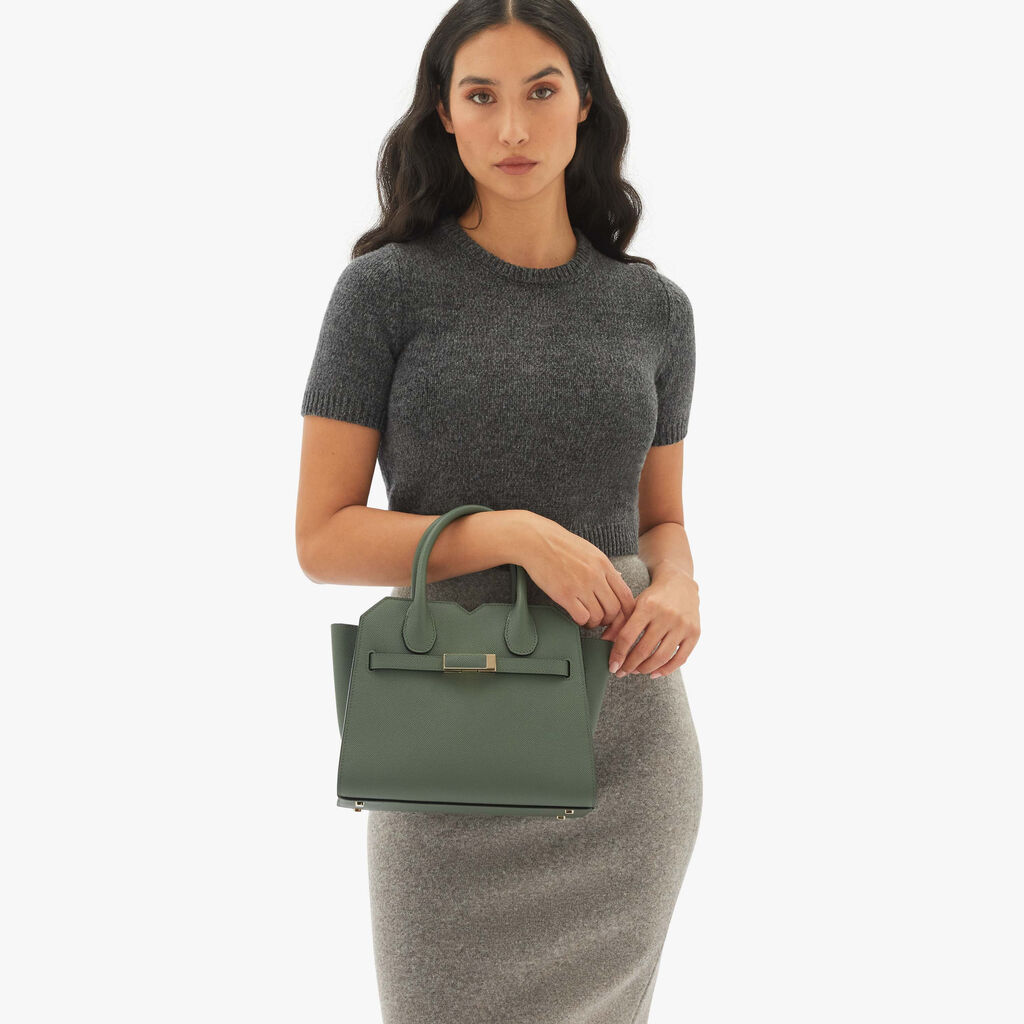 Valextra Borsa due manici da Donna in Pelle Verde di Lusso | Valextra Saldi