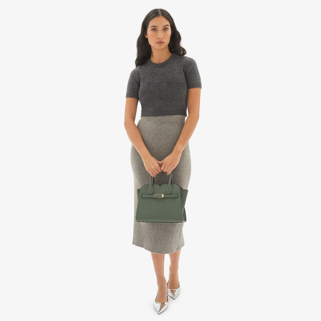 Valextra Borsa due manici da Donna in Pelle Verde di Lusso | Valextra Saldi
