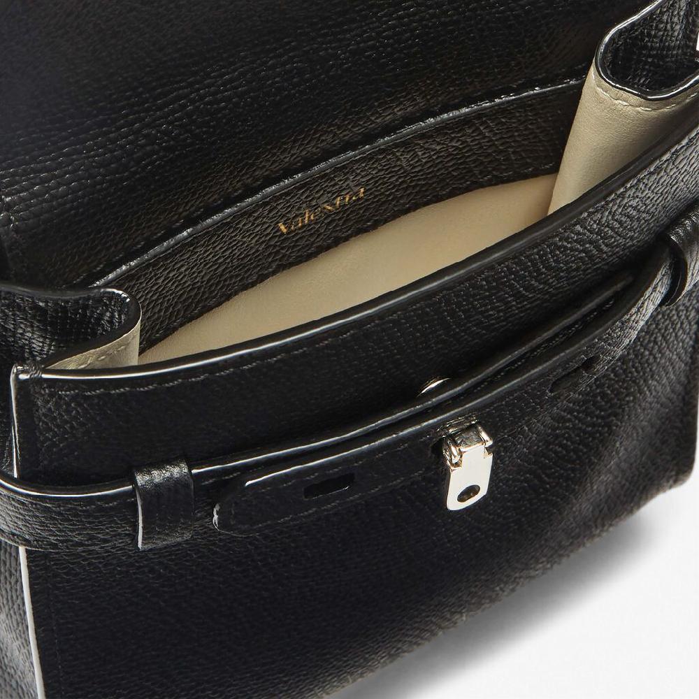 Valextra Borsa a tracolla slim Micro in Pelle Nera | Valextra Brera Vendita Calda