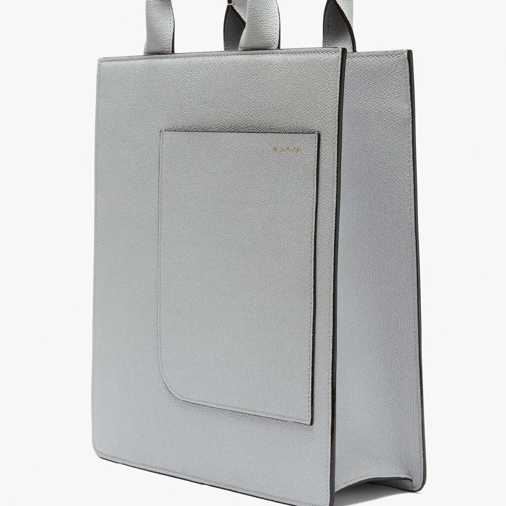 Valextra Borsa Mini in Pelle Grigia con tasca esterna | Valextra Boxy Vendita Economica