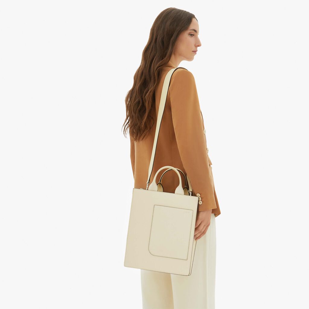 Valextra Tote bag Mini in Pelle Bianca | Valextra Boxy Saldi Di Fabbrica