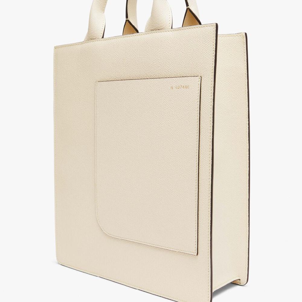 Valextra Tote bag Mini in Pelle Bianca | Valextra Boxy Saldi Di Fabbrica