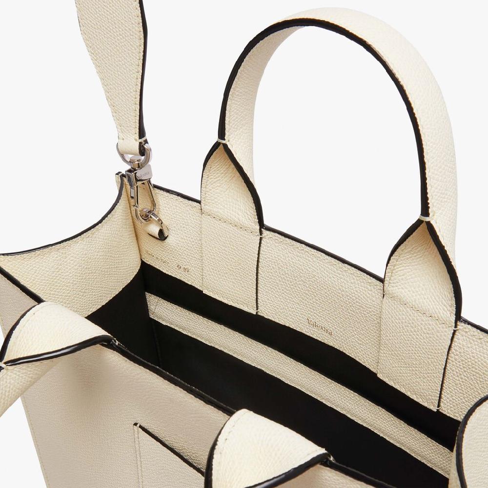 Valextra Tote bag Mini in Pelle Bianca | Valextra Boxy Saldi Di Fabbrica
