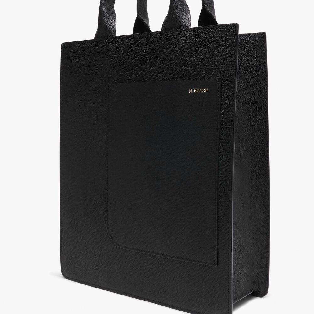 Valextra Borsa a mano da Donna di Lusso in Pelle Nera | Valextra Boxy Vendite Flash