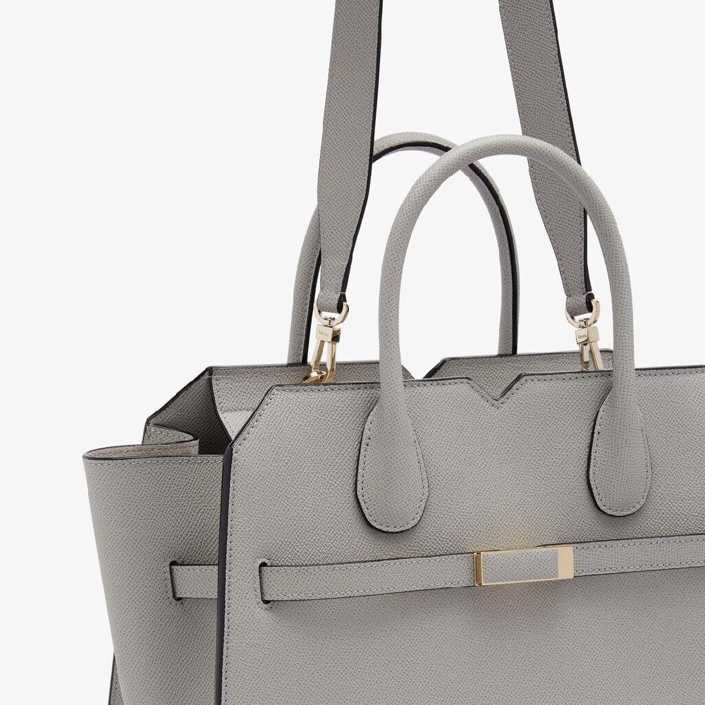 Valextra Borsa a due manici Donna di Lusso in Pelle Grigia chiara | Valextra Negozio