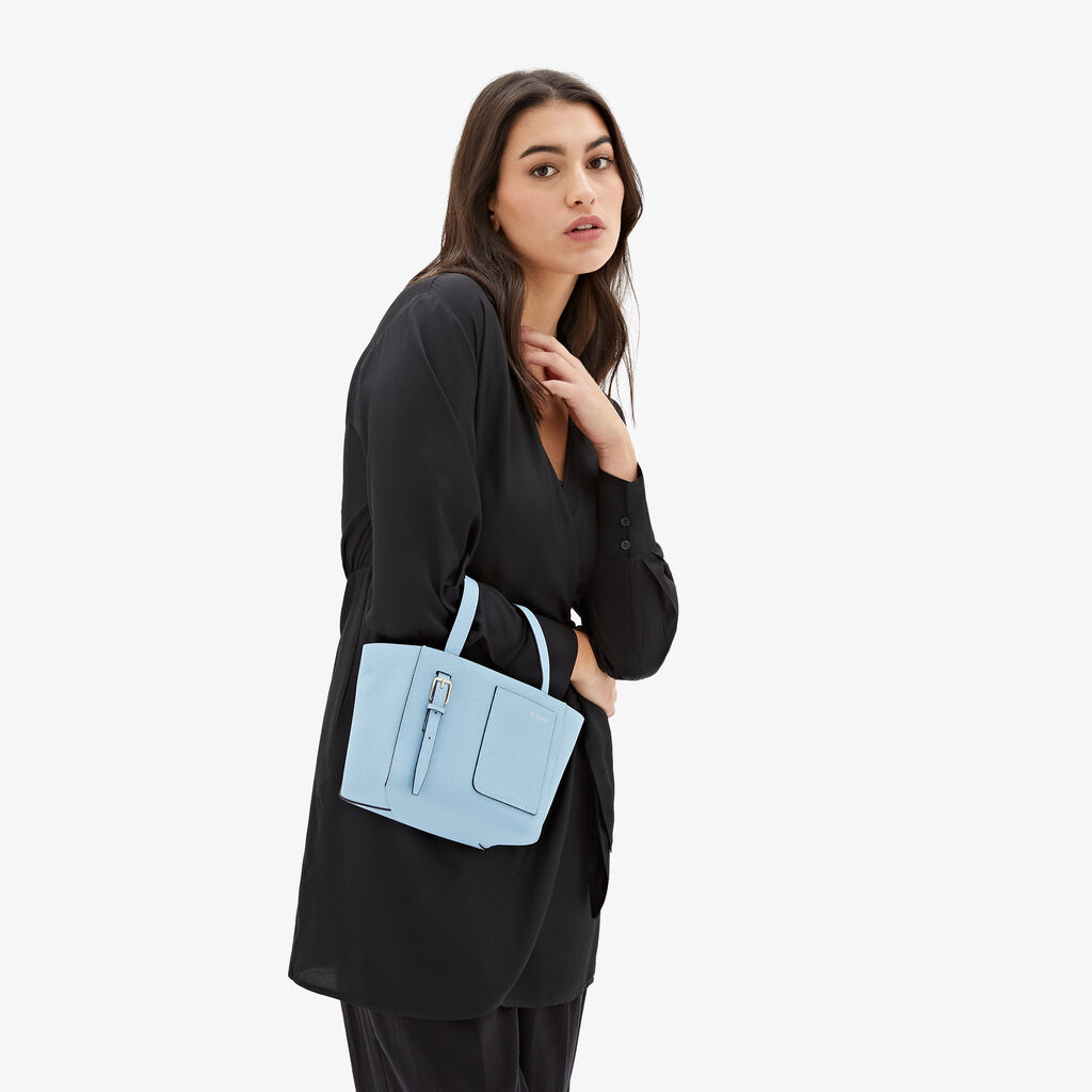 Valextra Borsa a secchiello da Donna in Pelle rigida Blu | Valextra Soft Nuova