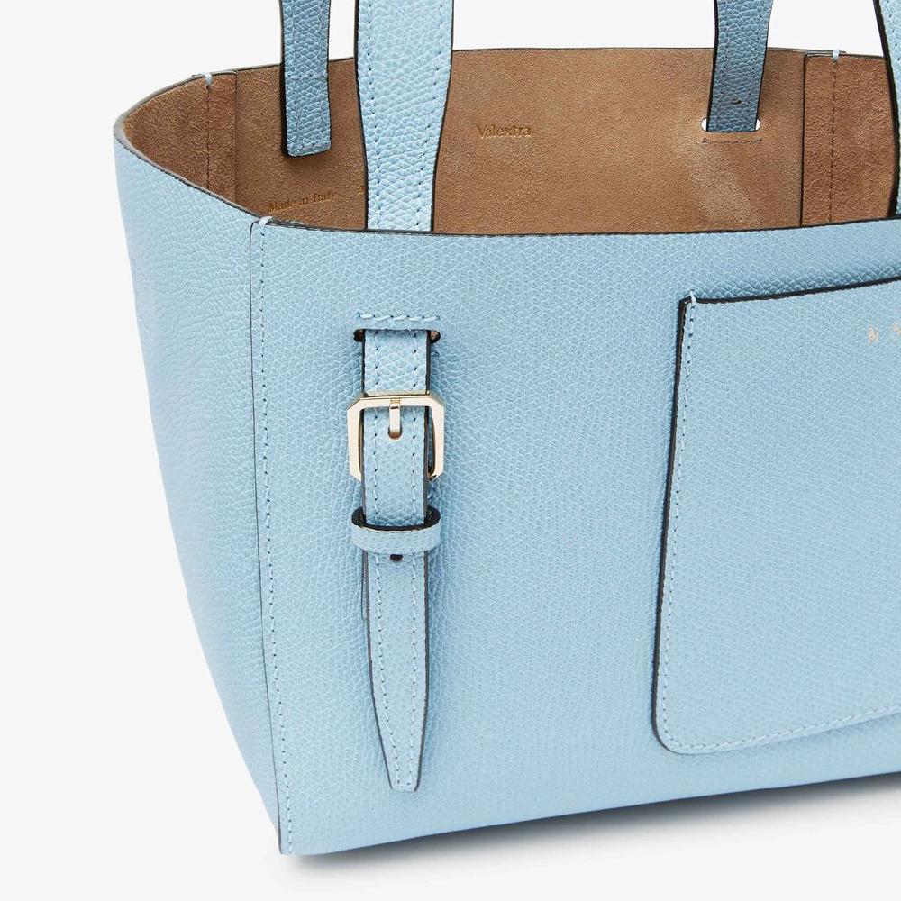 Valextra Borsa a secchiello da Donna in Pelle rigida Blu | Valextra Soft Nuova