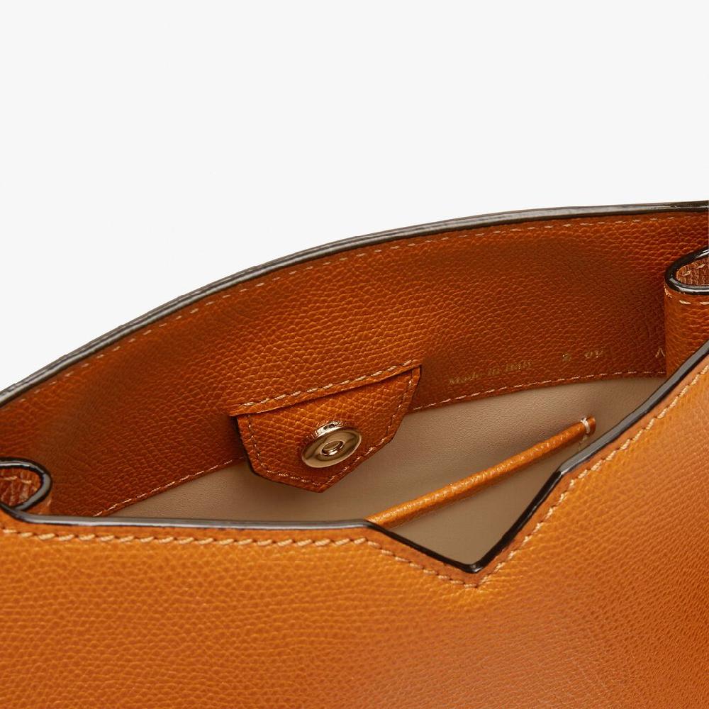 Valextra Borsa a spalla Mini in Pelle Marrone | Valextra Hobo Italy