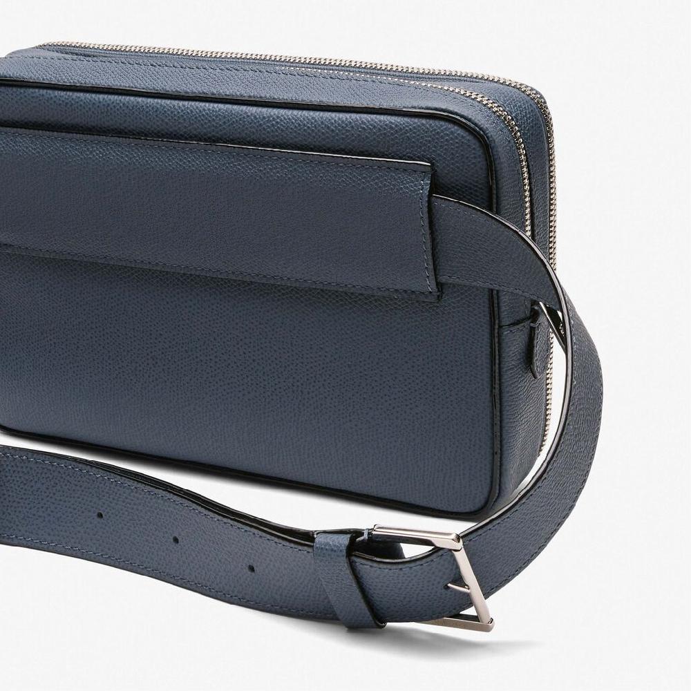 Valextra Borsa a tracolla da Uomo in Pelle Grigia | Valextra V-Line In Linea