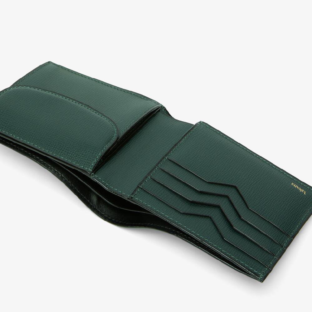 Valextra Portafoglio Bifold in Pelle Verde con portamonete | Valextra Promozione