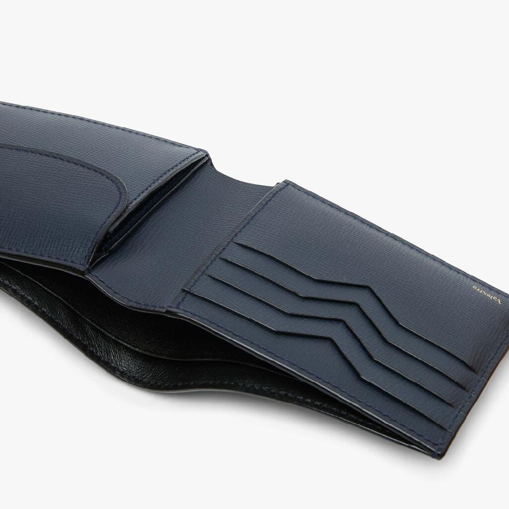 Valextra Portafoglio bifold in Pelle Blu | Valextra piccola pelletteria Spedizione Gratuita