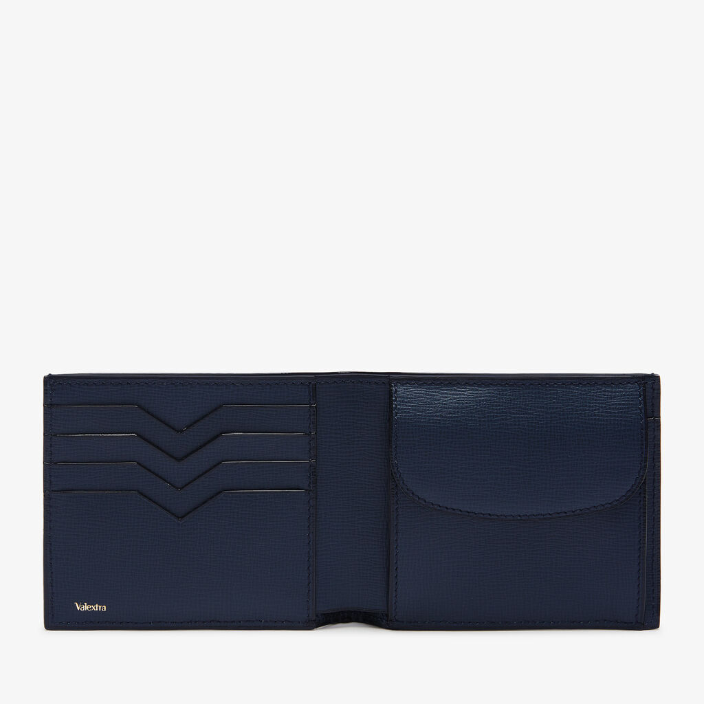Valextra Portafoglio bifold in Pelle Blu | Valextra piccola pelletteria Spedizione Gratuita