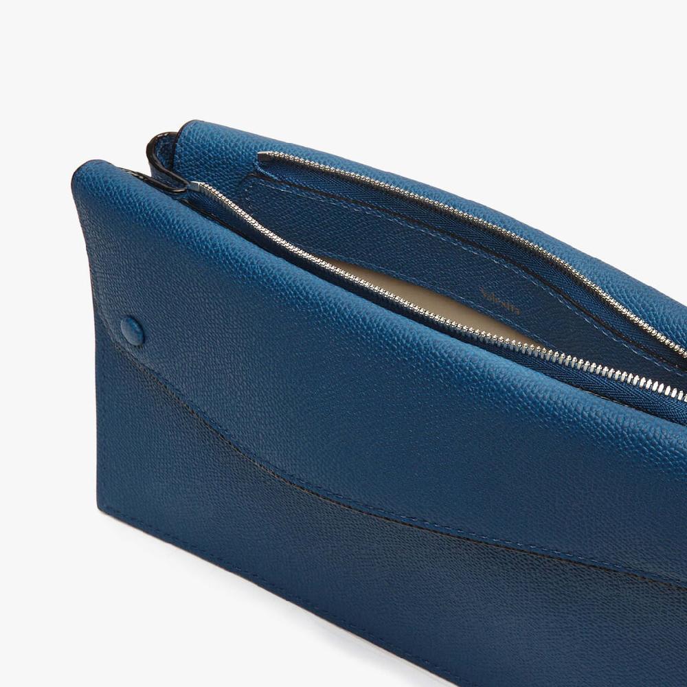 Valextra Borsa a tracolla da Uomo Mini in Pelle Blu | Valextra Pocket Pezzi Unici