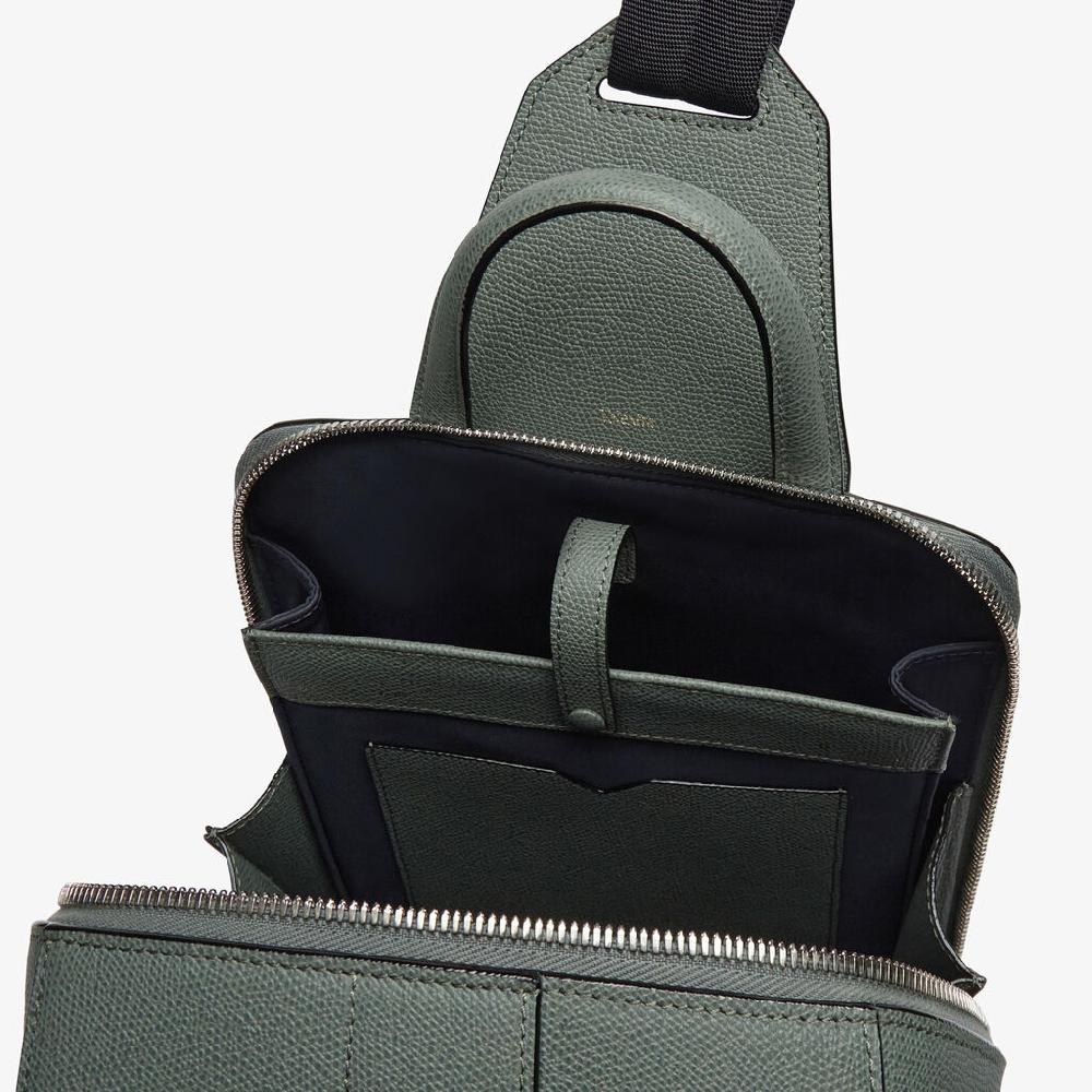 Valextra Zaino da Uomo in Pelle Verde di Lusso | Valextra V-Line Negozi Online